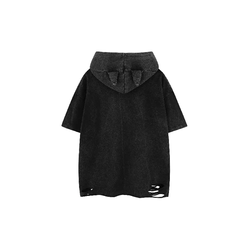 Fashionable Ripped Cotton Blended Fabric T Shirt Unisex-3