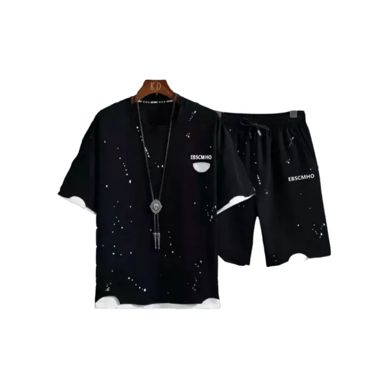 Plus Size Five Point Shorts And T Shirt Set-1