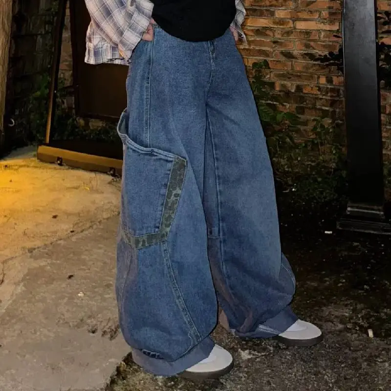 Retro Washed Loose Jeans Women-2