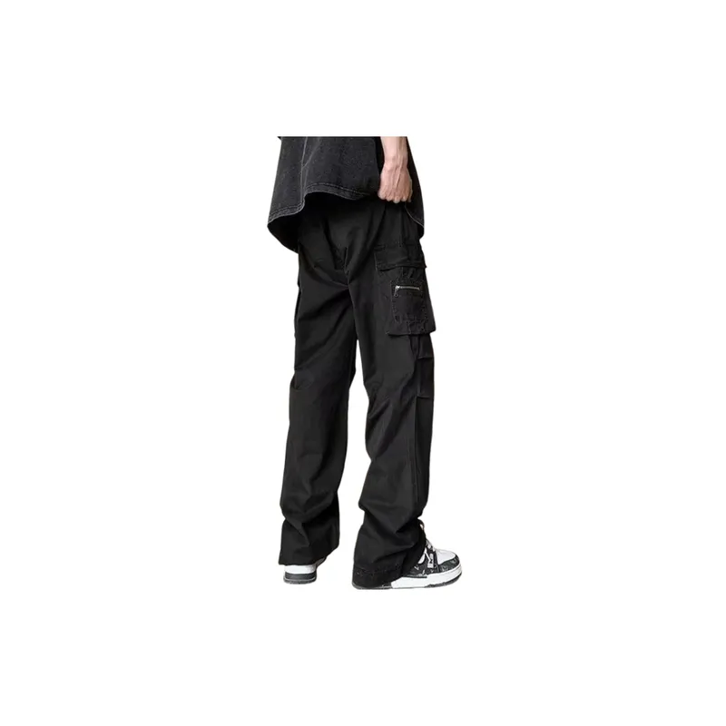 High Street Fashionable Loose Wide leg Straight Pants-4