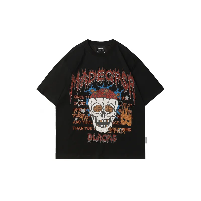 Round Neck Skull Print Summer T Shirt-6