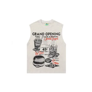 Loose Hamburger Fries Print Vest