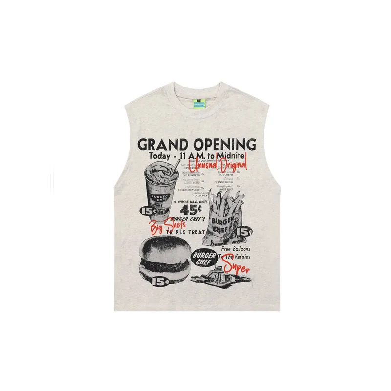 Loose Hamburger Fries Print Vest-0