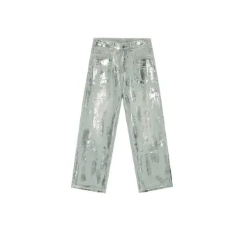 High Street Hip Hop Silver Brush Jeans