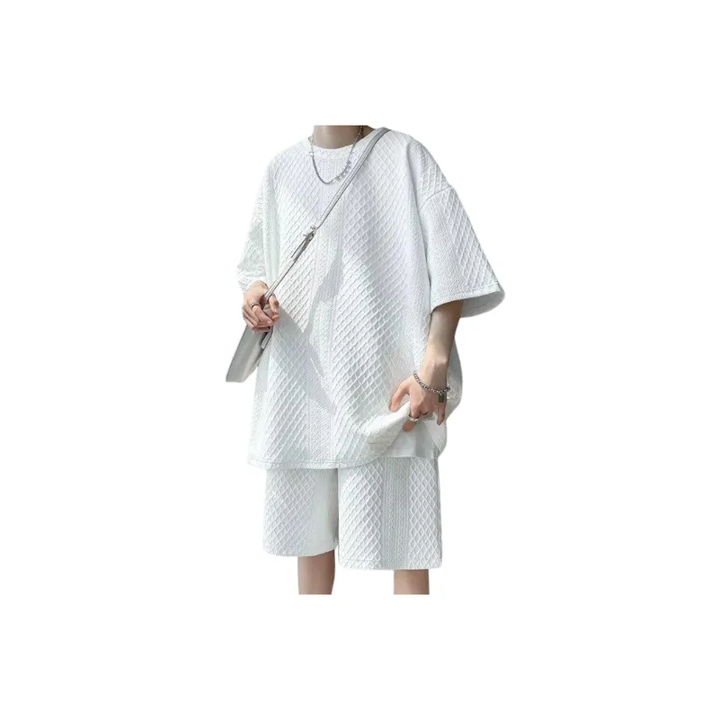 Casual Short Sleeved Shirt And Shorts Set-3