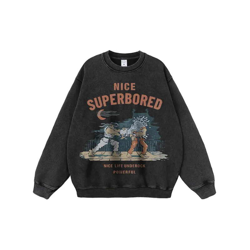 Fashionable Washed Long Sleeve Sweatshirt-2