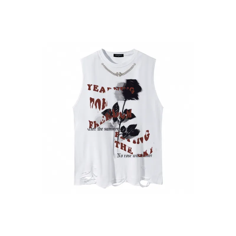 Retro Hip hop Graffiti Floral Printed Vest-4
