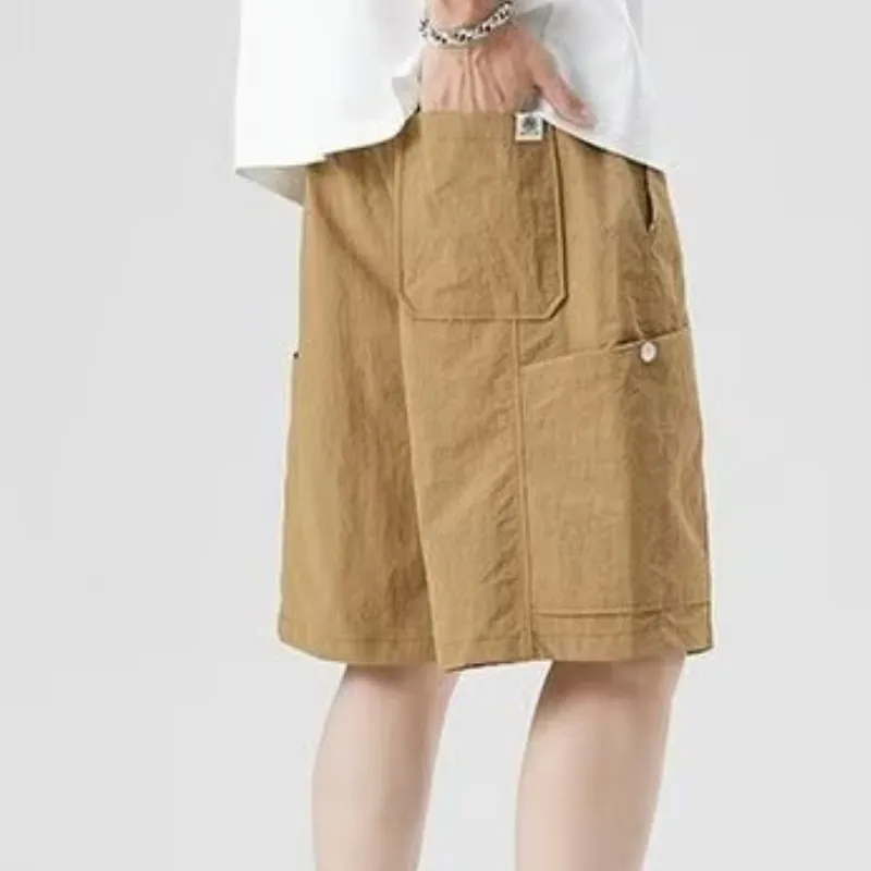 Casual Loose Blended Synthetic Fabrics Cargo Shorts-1