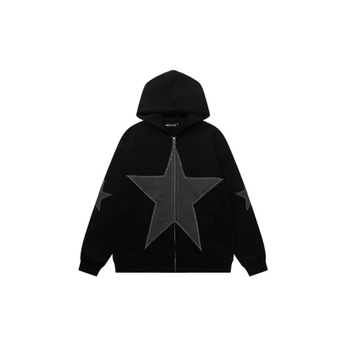 Retro Hip-Hop Five-pointed Star Cardigan Zipper Hoodie