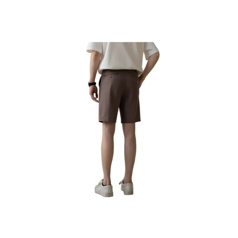 Plain Straight Leg Polyester Casual Shorts-7