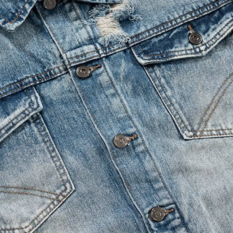 Fashionable Distress Denim Jacket-2