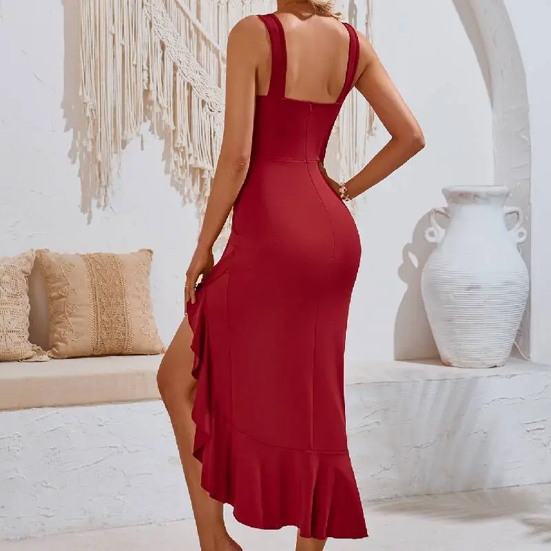 Casual Plain Polyester Dress Women-1