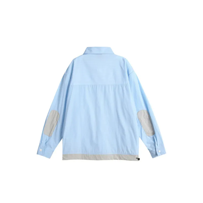 Contrast Color Hem Drawstring Shirt-1