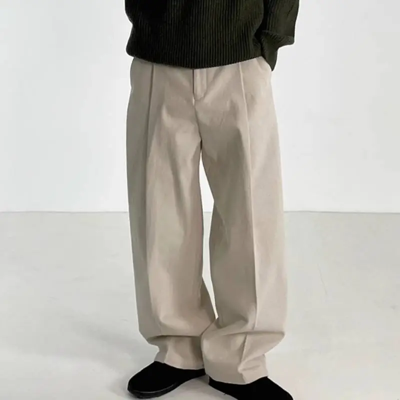 Simple Loose Cotton Suit Trousers-6