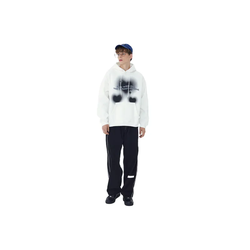 Letter Loose Casual Fleece lined Hoodie-1