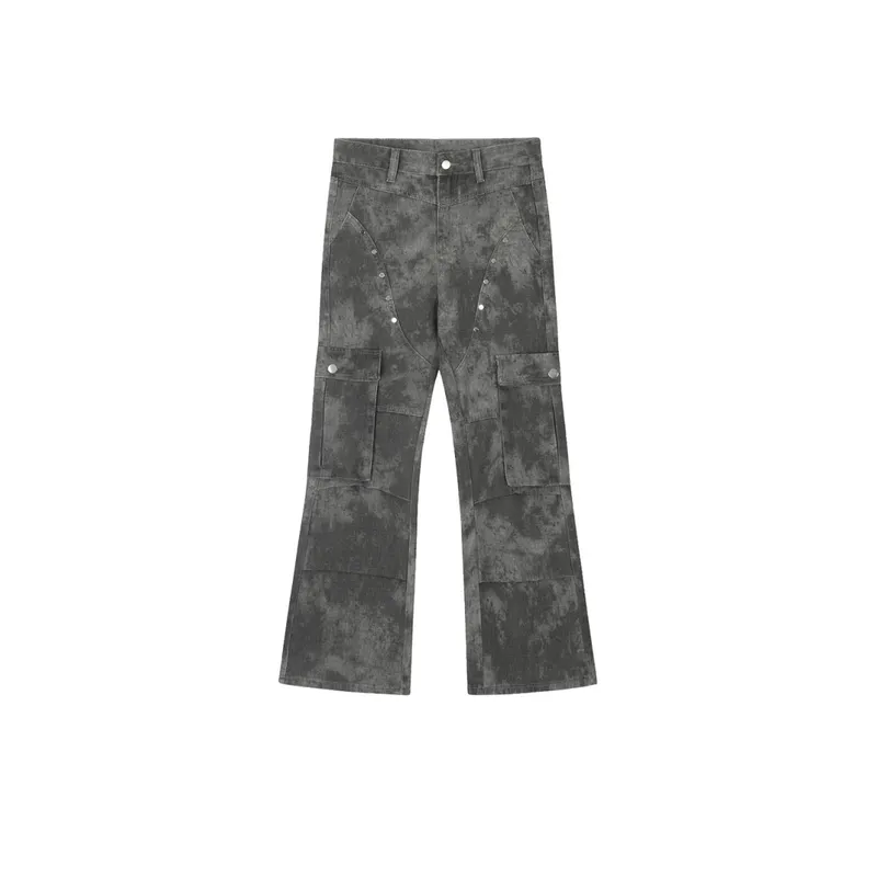 Tie Dyed Split Stitching Trousers-0