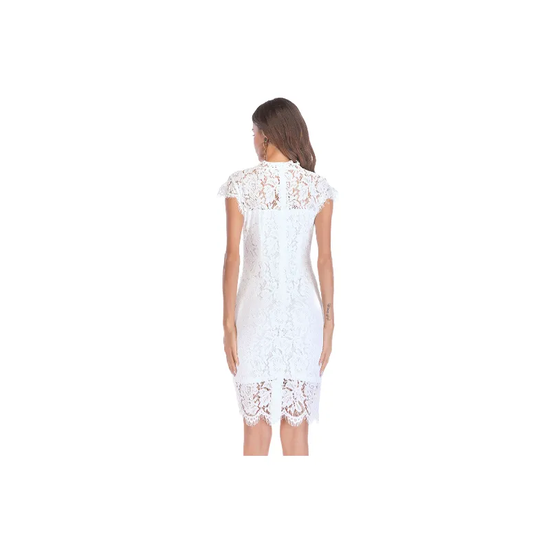 Sexy Plain Lace Dress Women-1
