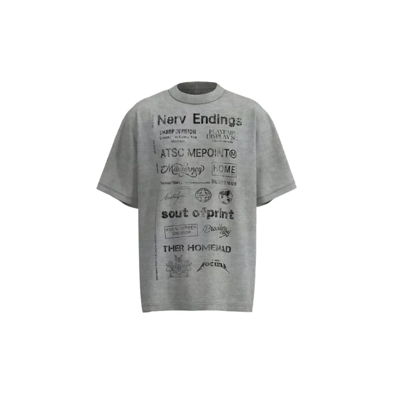 Retro Letter Combed Cotton T Shirt-2