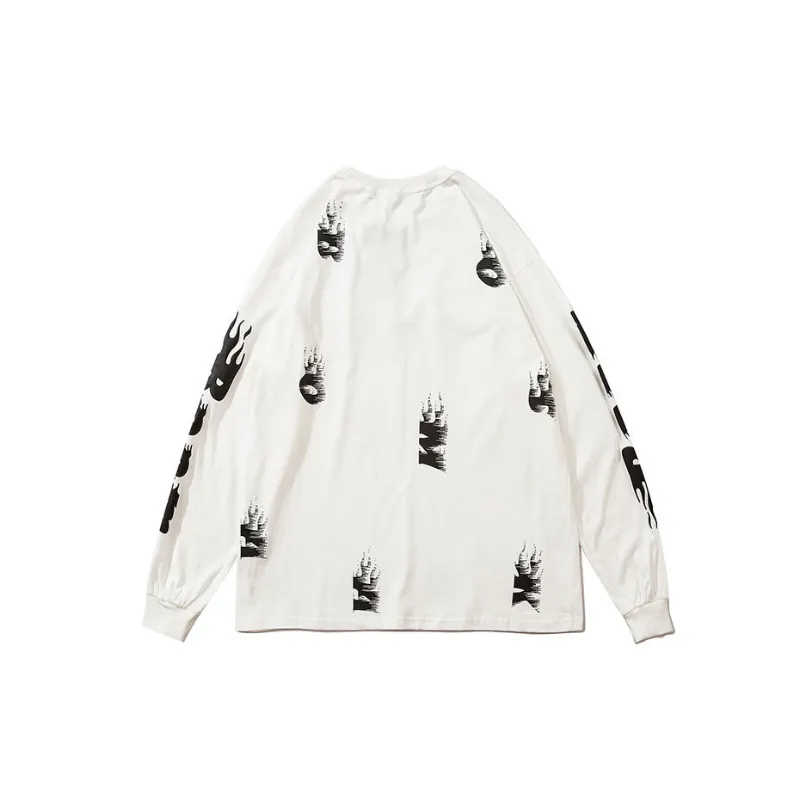 Fashion Loose Straight Long Sleeve T shirt-3