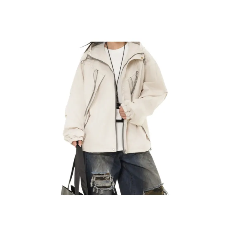 Sporty Loose Blended Synthetic Fabrics Outdoor Jacket-3