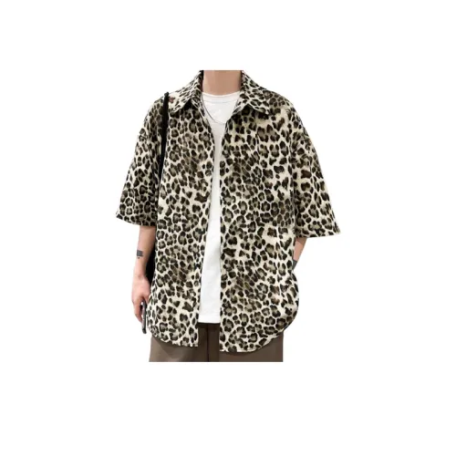 Trendy Loose Leopard Print Short-Sleeved Shirt