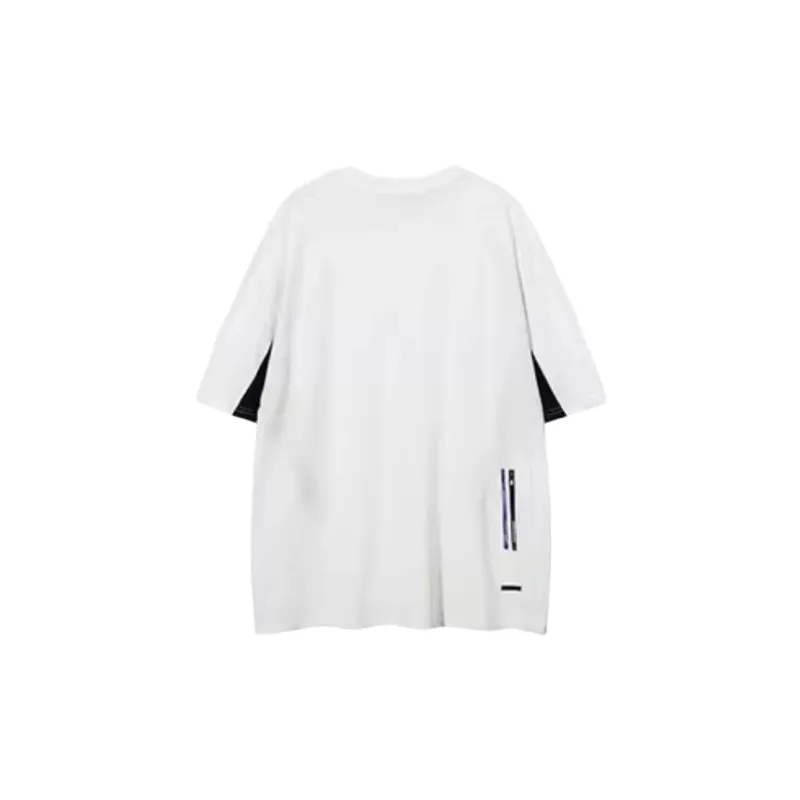 Contrast Color Loose Polyester T Shirt-5