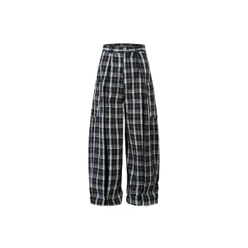 Loose Plaid Cotton Casual Pants Unisex