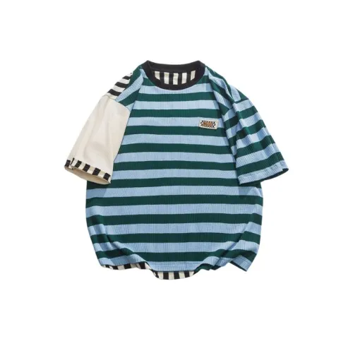 Unique Design Splicing Striped Shirt