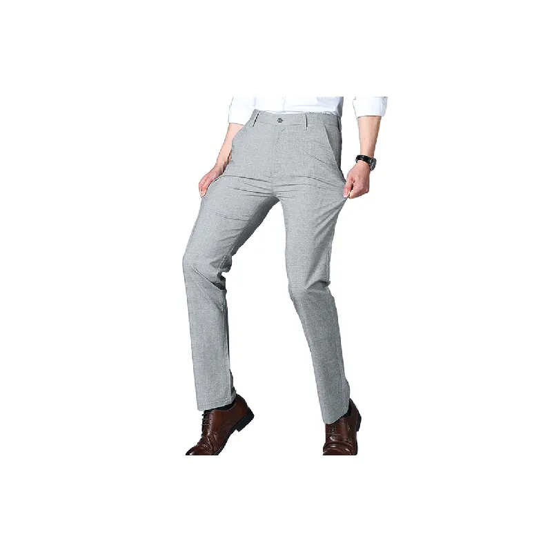 Fashionable Plain Cotton Suit Trousers-2