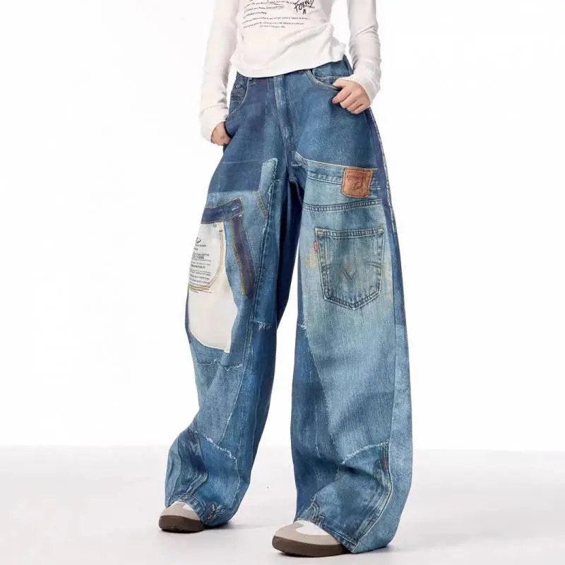 Street Retro Loose Jeans-1