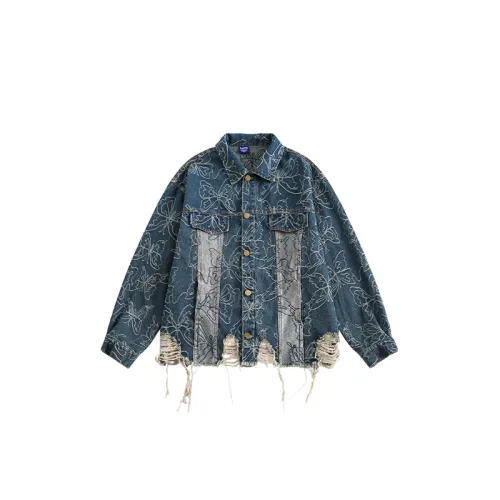 Butterfly Ripped Hem Denim Jacket