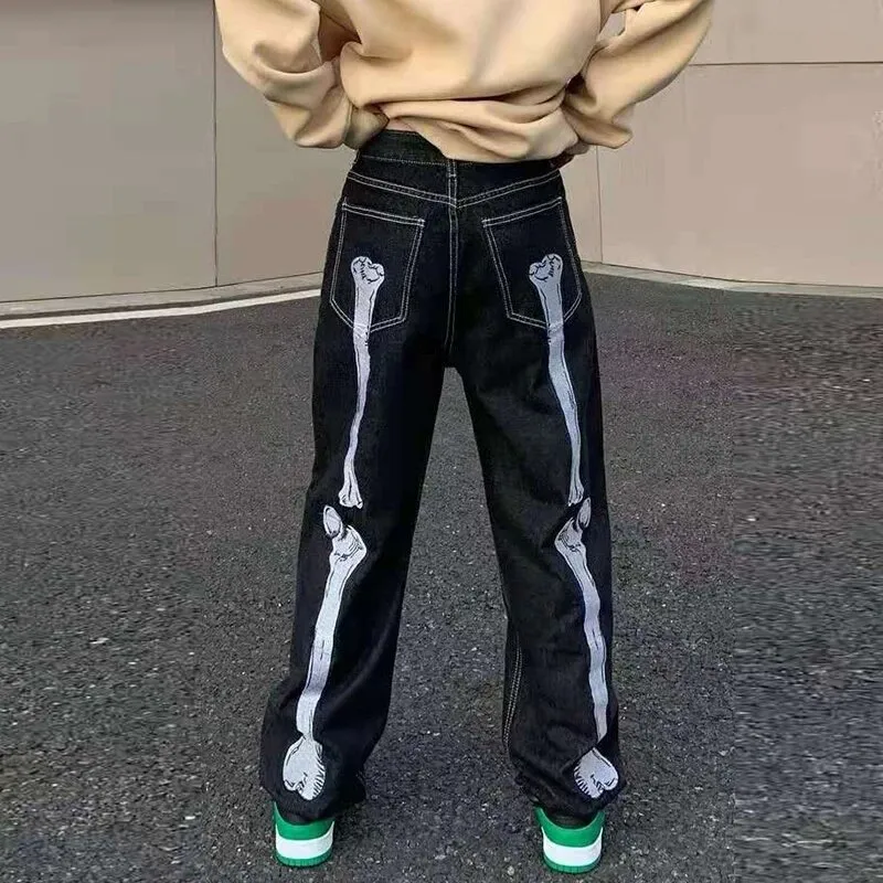 Casual Embroidery Loose Jeans-3