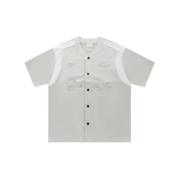 Retro Letter Embroidered Short Sleeved Shirt
