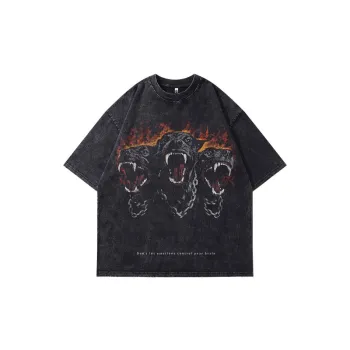 Doberman Print Washed and Distressed T Shirt