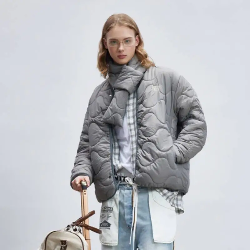 Fashionable Loose Blended Synthetic Fabrics Quilted Jacket-3