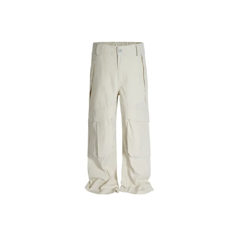 Fashionable Loose Straight Leg Cotton Casual Pants-0