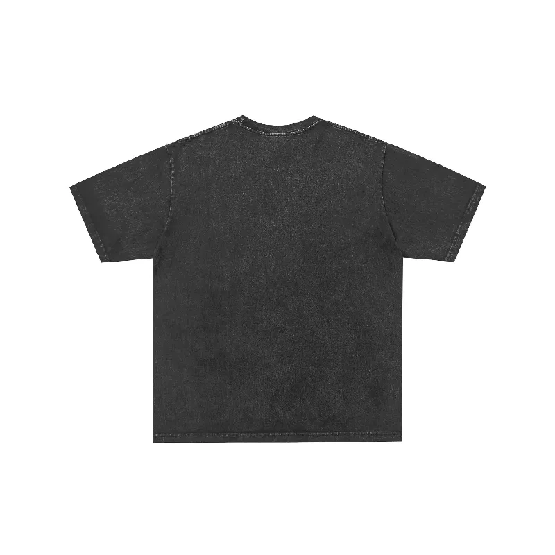 Retro Distress Combed Cotton T Shirt-1