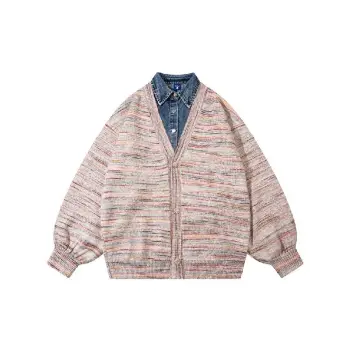 Retro Stripe Loose Blended Synthetic Fabrics Sweater
