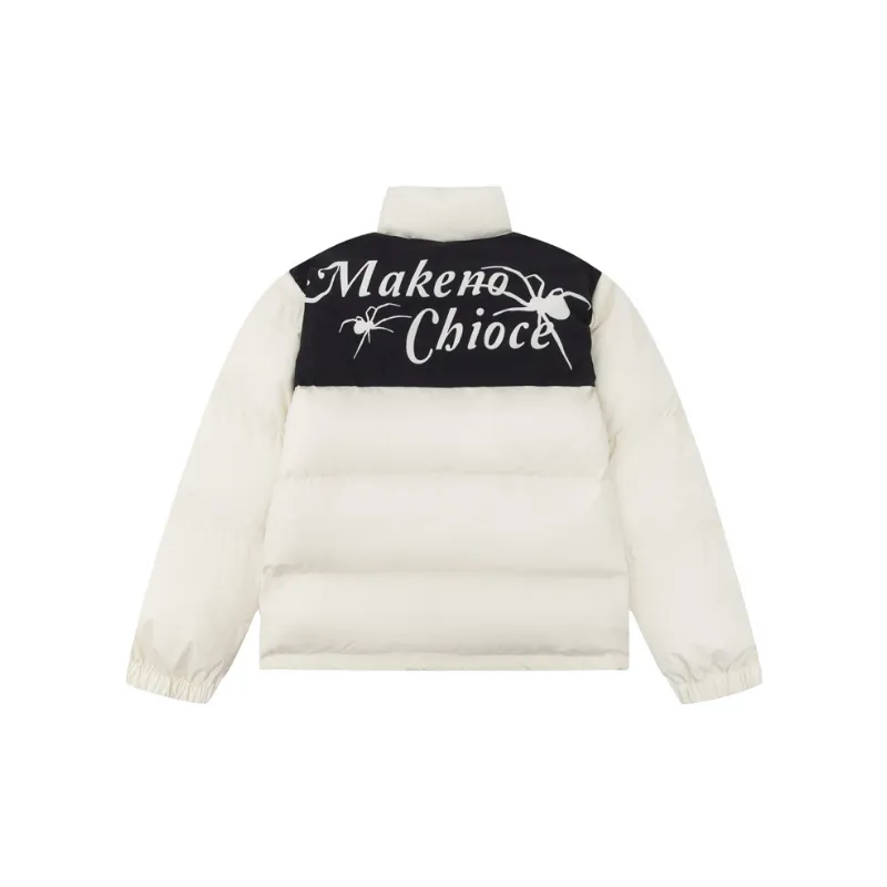 Spider Pattern Spliced Collision Color Cotton Jacket-5