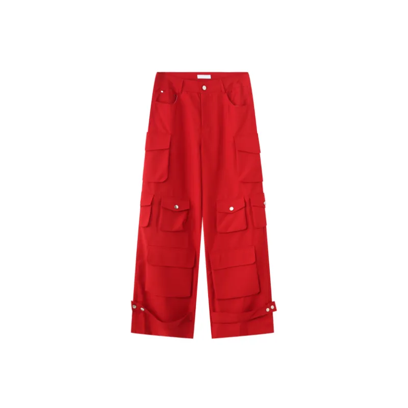 Retro Overalls Casual Loose Wide Leg Cargo Pants-6