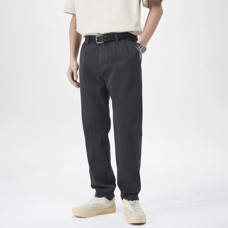 Simple Loose Cotton Blended Fabric Casual Pants-2