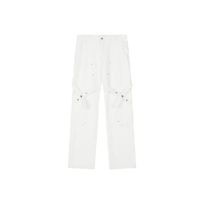 Fashionable Simple Denim Cargo Pants-4