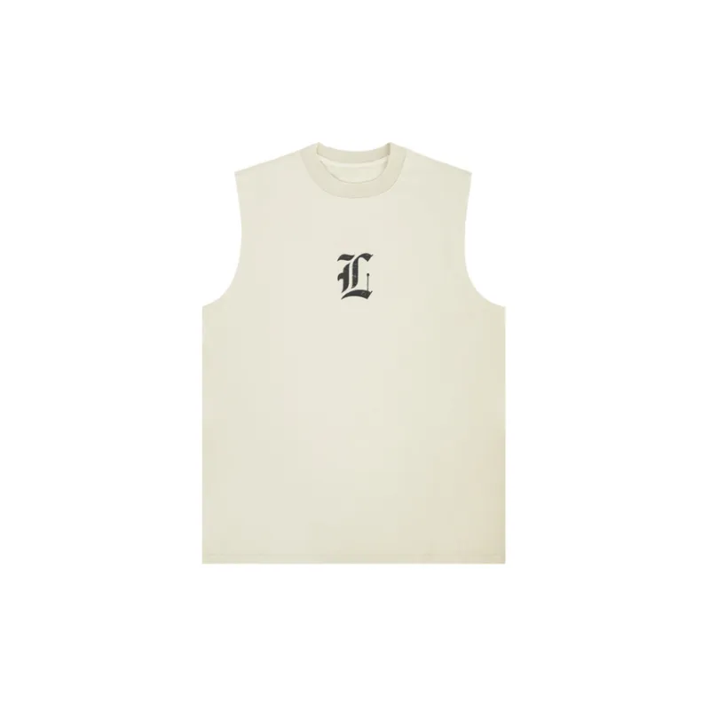 Street Tide Letters Printed Round Neck Vest-2