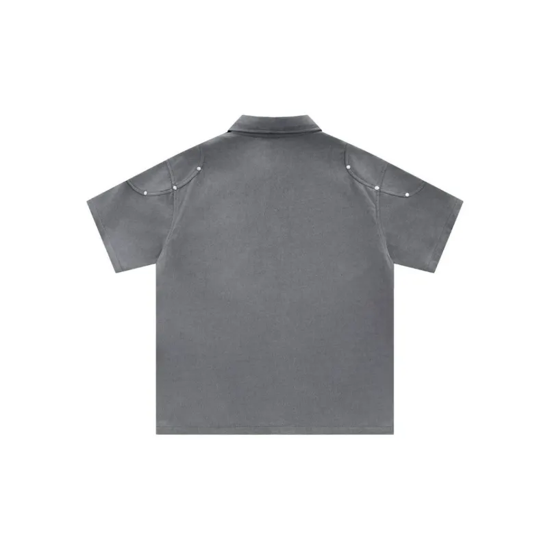 Loose Casual Metal Suede Shirt-1