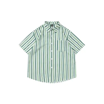 Retro Striped Polyester Shirt Unisex