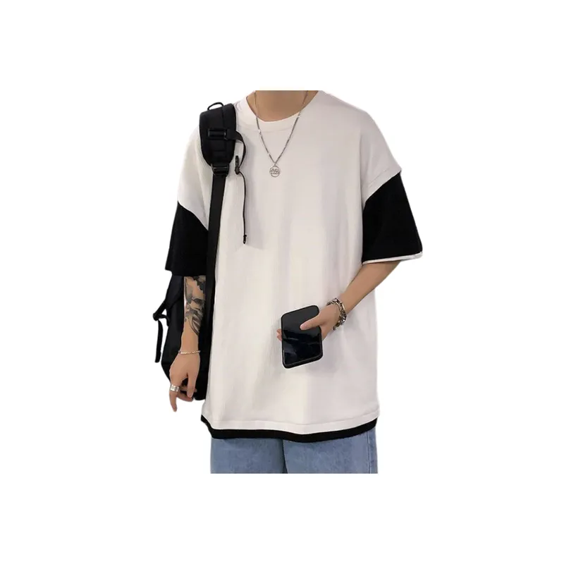 Trendy Fake Two Piece Half Sleeved T Shirt-2