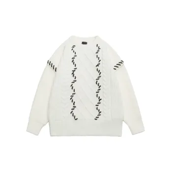 Contrast Color Casual Crewneck Sweater