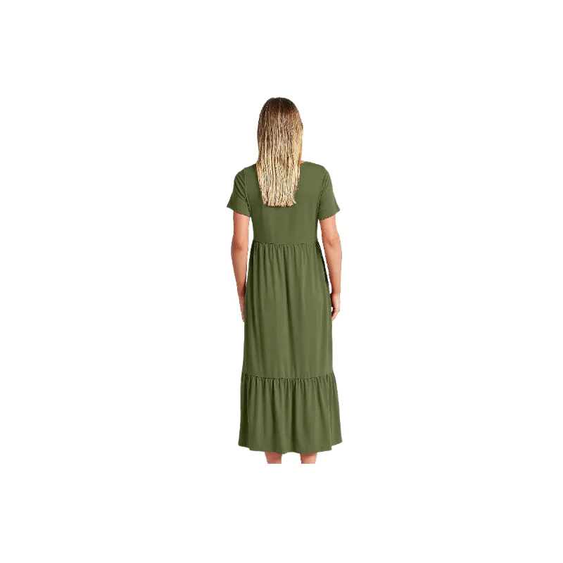 Casual Plain Cotton Dress Women-5