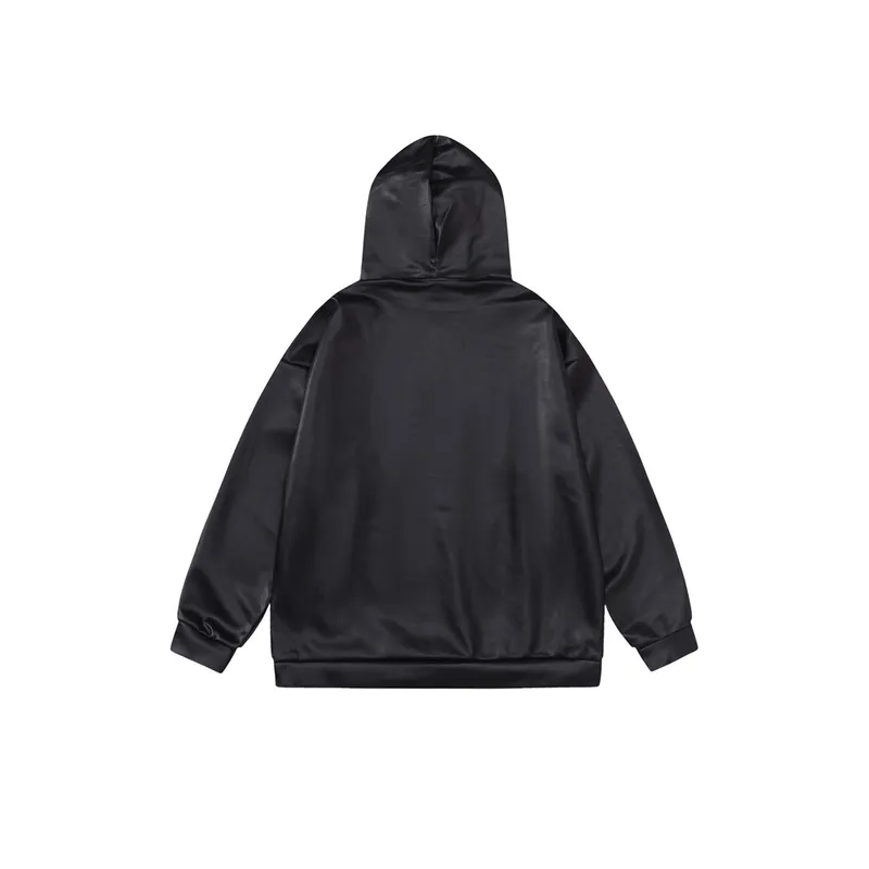 PU Leather Simple Letter Hoodie-1