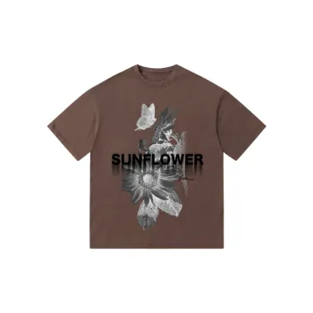 New Tide Creative Flower Butterfly Printed Loose Short Sleeve T shirt